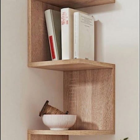 Zigzag corner shelf