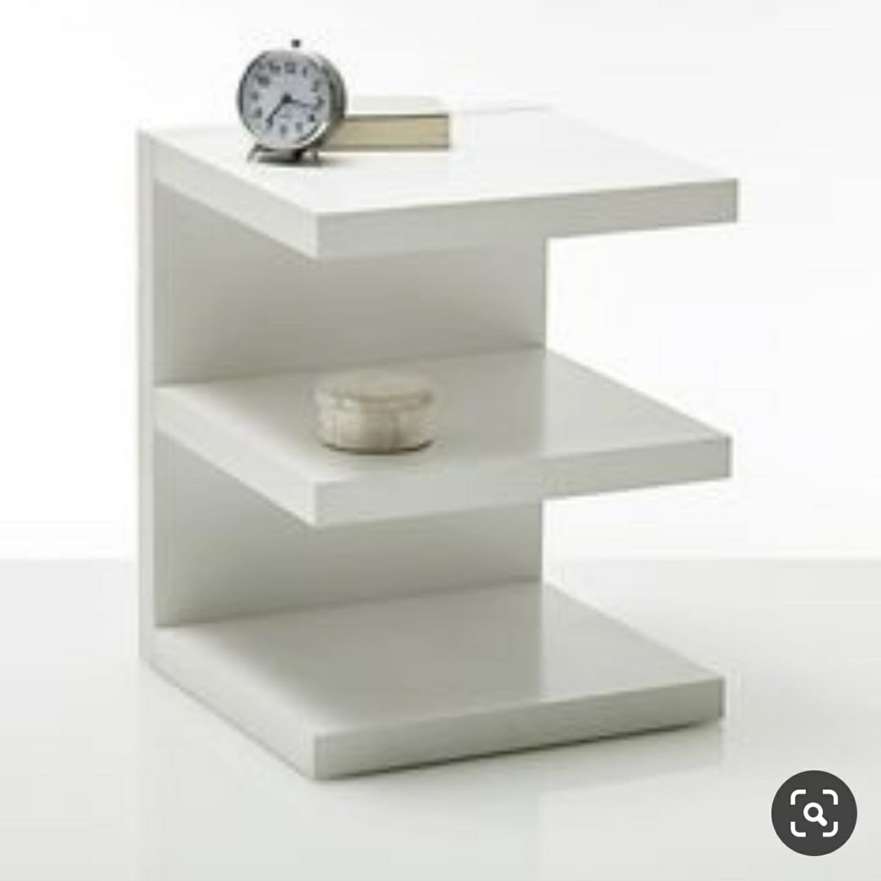 White E-shaped side table